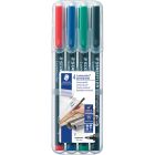 Marqueur permanent lumocolor® pointe fine. 0,6 mm paquet de 4 couleurs variées