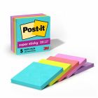 Feuillets post-it® super sticky - collection Éclat de lumière 3 x 3 po. bloc de 90 feuillets (pqt 5)