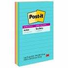 Feuillets post-it® super sticky - collection Éclat de lumière 4 x 6 po, lignés bloc de 90 feuillets (pqt 3)