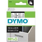 Cartouches d1 pour étiqueteuses dymo® 12 mm x 7 m noir sur clair