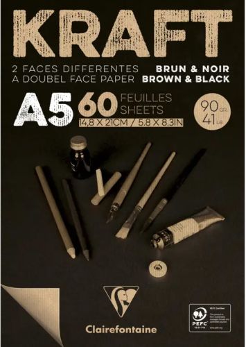 Kraft multi technique 90g 60fls a5 noir & brun