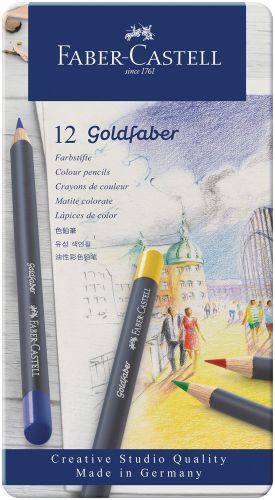 Crayons de couleur boîte métal de 12 pièces