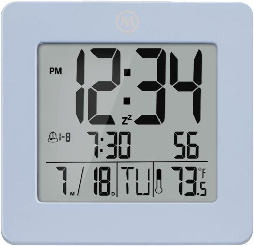 Horloge numérique de voyage ou de bureau bleu