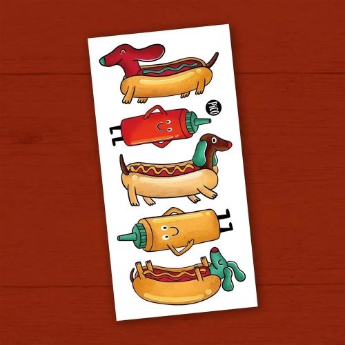 Tatouages temporaires - ketchup le chien saucisse