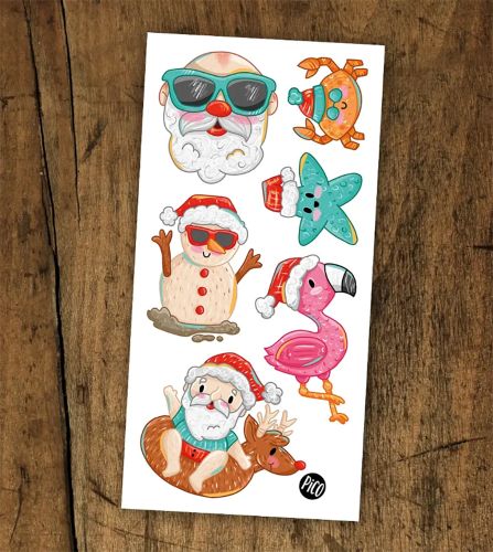 Tatouages temporaires - le père-noël  à la plage