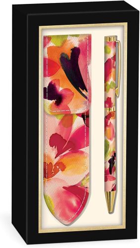 Ensemble stylo avec pochette coral