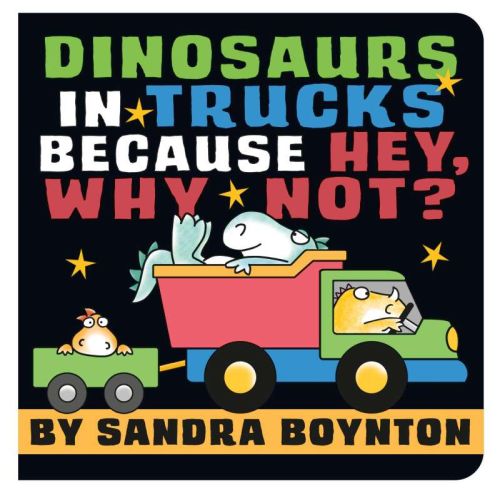 Dinosaurs in trucks because hey, why not?