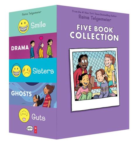 Raina telgemeier collection box set (smile, drama, sisters, ghosts, guts)
