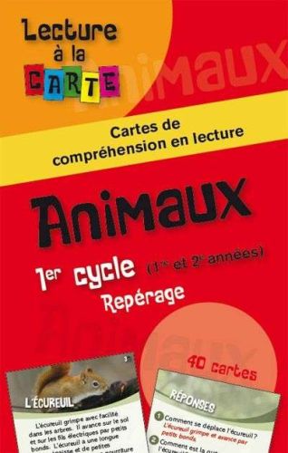 Animaux, 1er cycle : cartes de compréhension en lecture : repérage