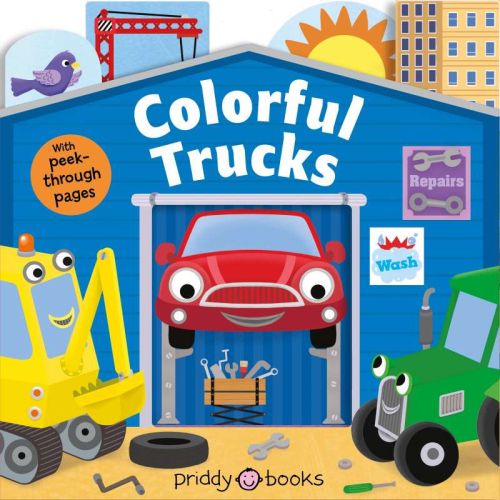 Colorful trucks: tiny tots peep through