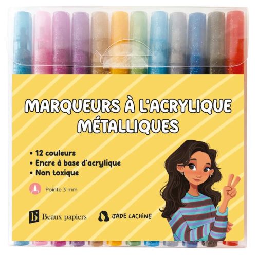 Marqueurs à l'acrylique métalliques (12 marqueurs )