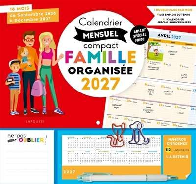Calendrier compact mensuel famille organisée 2027