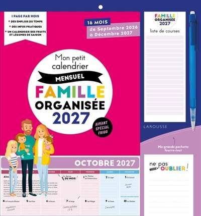 Mon petit calendrier mensuel famille organisée 2027