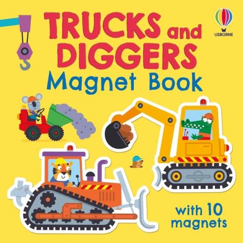 Trucks and diggers magnet book