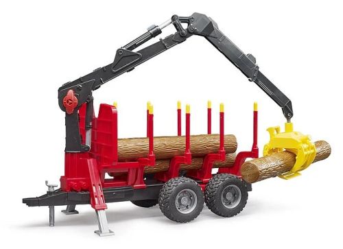 Remorque forestière avec grue + 4 bûches