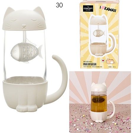 Mug infuseur chat et poisson kawaii