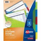 Intercalaires insérables big tab™ en plastique avec pochette, jeu de 5 onglets.