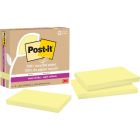 Feuillets recyclés post-it® super sticky - jaune canari 3 x 5 po. uni. paquet de 12, bloc de 70 feuilles