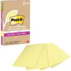 Feuillets recyclés post-it® super sticky - jaune canari 4 x 6 po. ligné paquet de 4, bloc de 45 feuilles