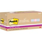 Feuillets recyclés post-it® super sticky - la vie en pastel 3 x 3 po. uni. paquet de 24, bloc de 70 feuilles