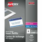 Insertions pour insignes d'identification boîte de 400. 3-1/2 x 2-1/4".